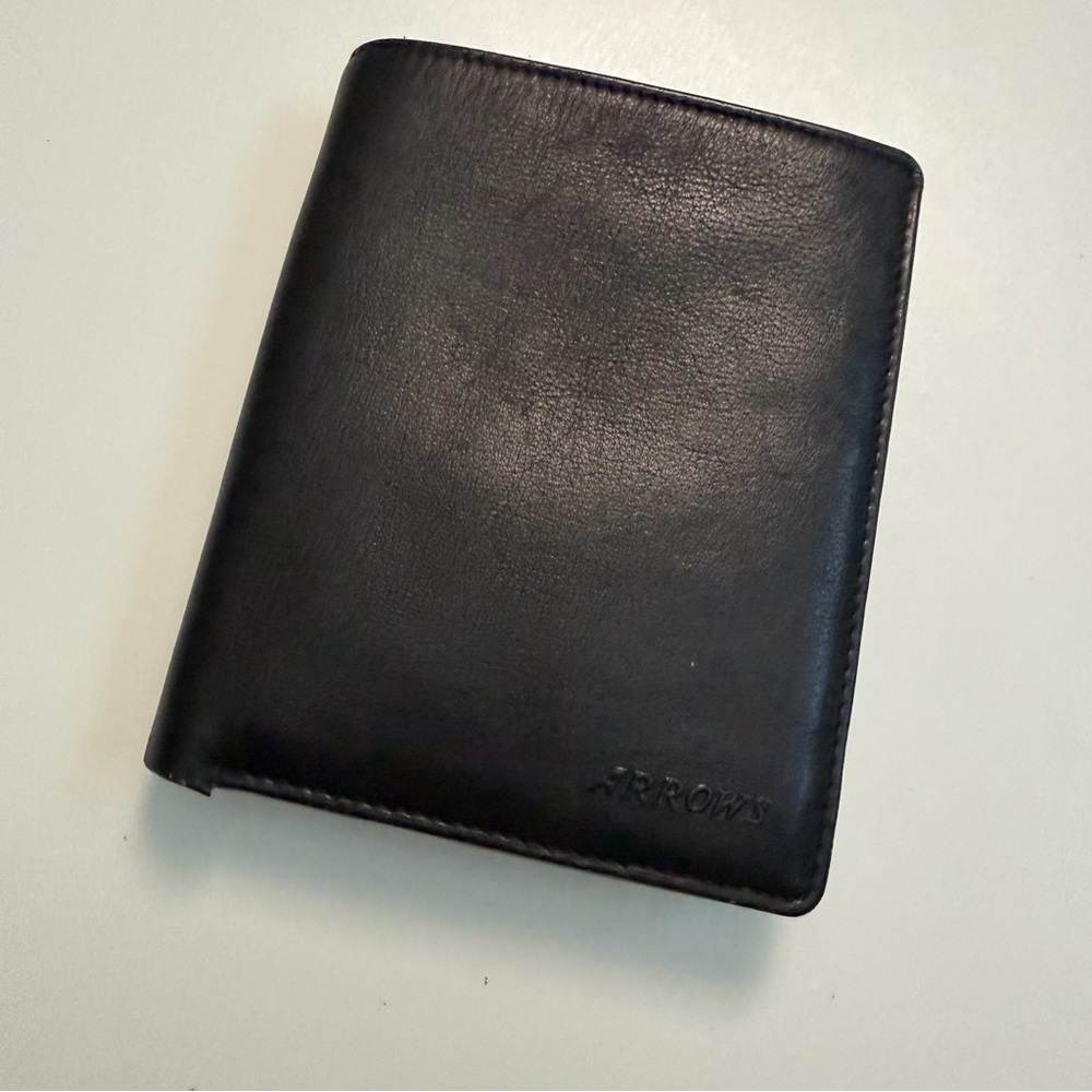 Arrows Wallet Bifold Leather Credit Card Slots Mesh ID Snap Coin Pouch Black - Picture 1 of 16